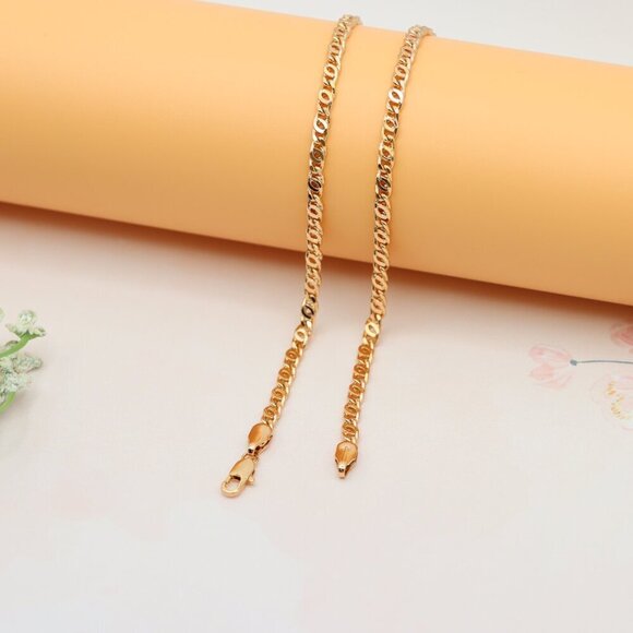 Elegant Rose Gold Necklace with Polished Oval Chain Design, XPNL0194 - Picture 12 of 12